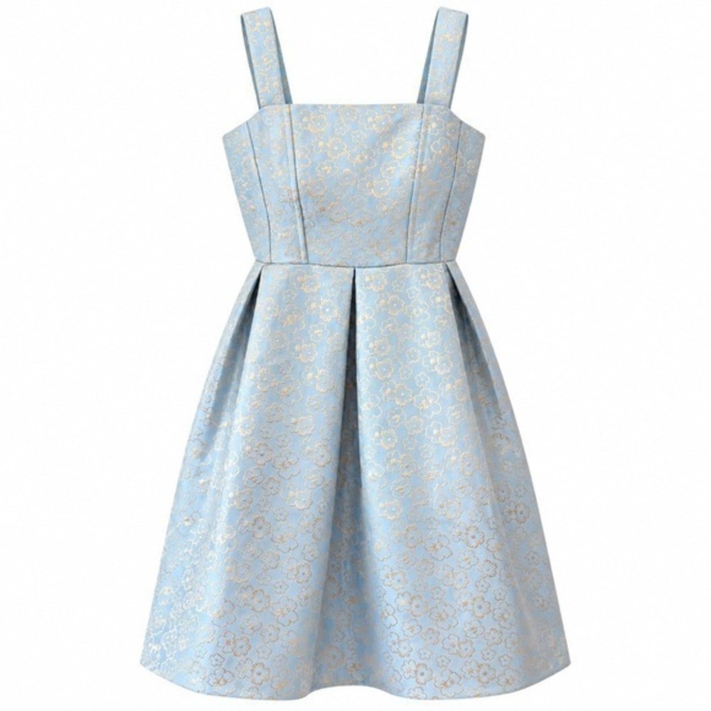 Speechless Kids Girls Blue Gold Floral Brocade Pleated Party Dress Size 14